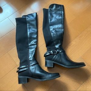 Marc Fisher Black Riding Boots Mixed Media